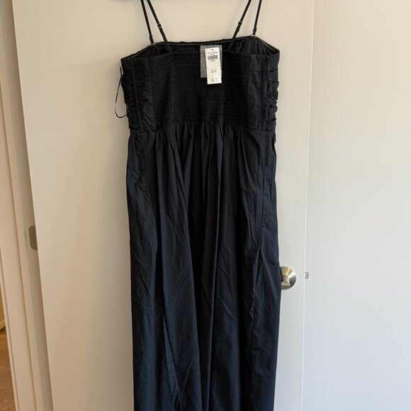BNWT Abercrombie Strapless/Spaghetti Strap Poplin Midi Dress, Black - Picture 2 of 3